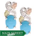 Black Hills Gold Silver & 14-kt Gold Diamond Turquoise Earrings