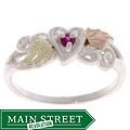 14k Black Hills Gold and Silver Created Ruby Ring