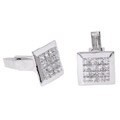 Icz Stonez Sterling Silver Plated CZ Cuff Links