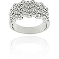Icz Stonez Sterling Silver CZ Four-row Wave Ring