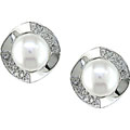 14-kt White Gold 1/10ct TDW Diamond Freshwater Pearl Earrings (H-J, I1-I2)