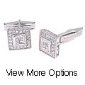 Icz Stonez Sterling Silver CZ Square Cuff Links