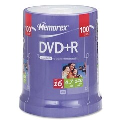 Memorex 16x 4.7GB DVD+R Media (Pack of 100)