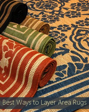 Multicolor stack of patterned area rugs