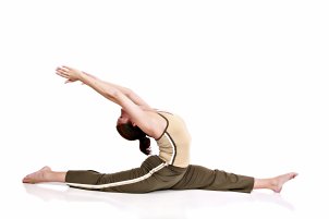 Woman in pilates stretch