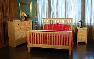 Bedroom furnished with a pine bedroom set