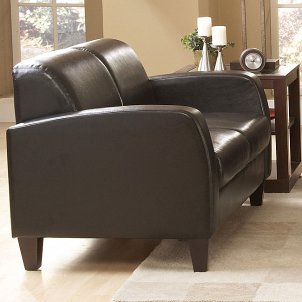 Side shot of a leather sofa