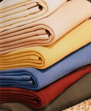 Stack of wool blankets
