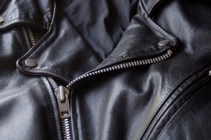 Black, leather motorcycle Jacket