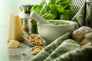 Cooking utensils and food