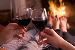 Couple drinking red wine