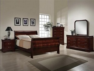 Bedroom with cherry bedroom set