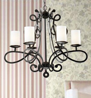 Metal chandelier with candles