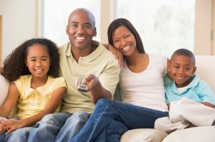 Family watching TV