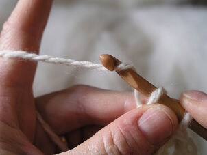Crochet needle and yarn