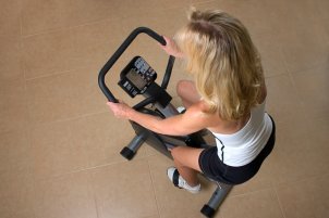Woman on an exercise bike