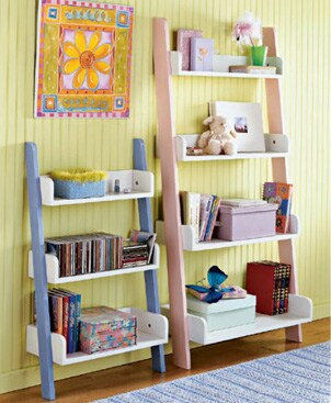 Kid's bedroom with lots of shelving