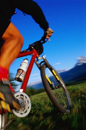 Fully loaded orange mountain bike