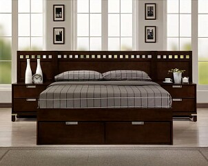 Platform bed with matching nightstands