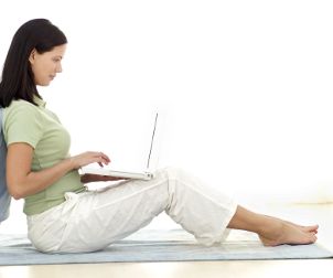 Woman using a laptop for online shopping