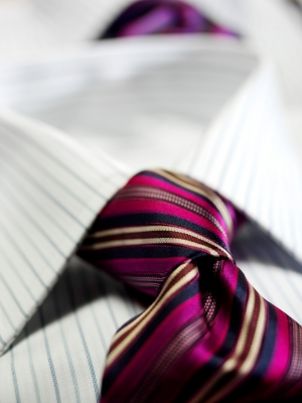 Closeup of a silk tie a man is wearing