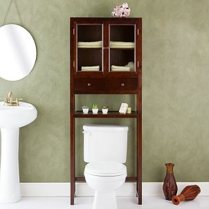 Wooden bathroom furniture in a master bath