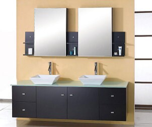 These bathroom mirrors nicely complement the vanity
