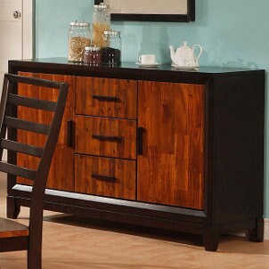 A classy wood dining buffet table