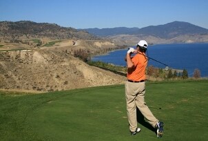 Playing golf at a seaside destination
