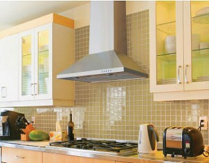 Range hood over gas cooktop