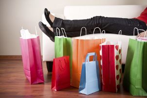 Shopping bags full of cheap clothes