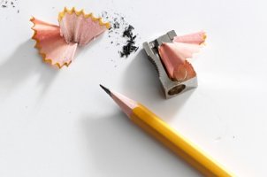 A hand-held pencil sharpener