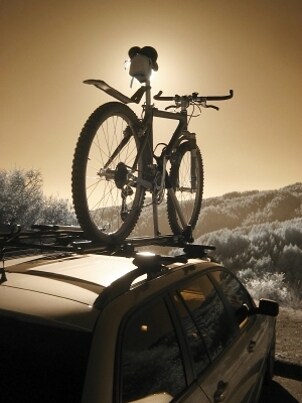 Bike rack on top of an SUV