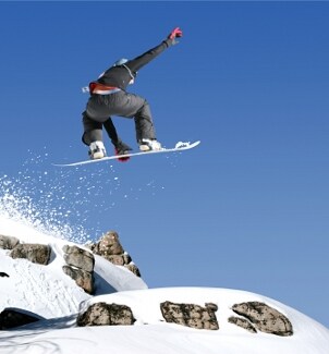 Snowboarder getting some air