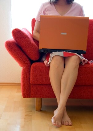 Woman in a video conference at home