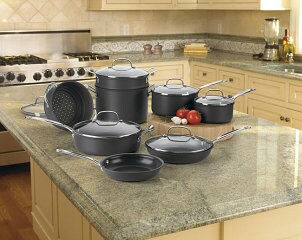14-piece cookware set in a modern kitchen