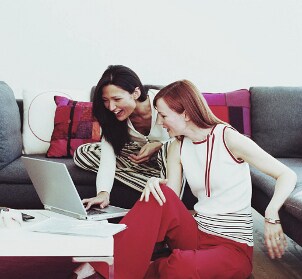 Young women using an Acer laptop