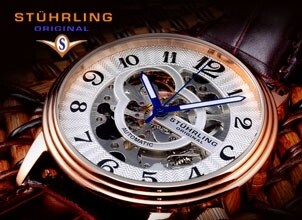 Gold and leather Stuhrling Original watch