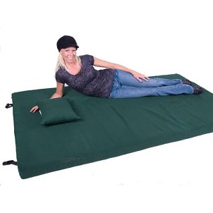 Woman relaxing on a Coleman air mattress