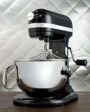 Onyx Black KitchenAid Pro Line stand mixer with 6-quart stainless steel bowl