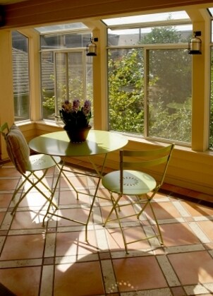 Patio covered with floor tile