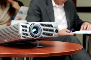 Office projector on a conference table