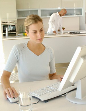 Woman getting organized with computer software