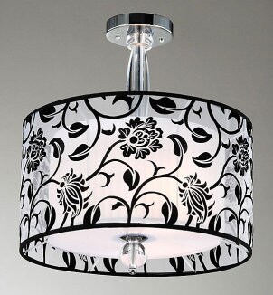 Black and white floral pattern lamp shade style chandelier