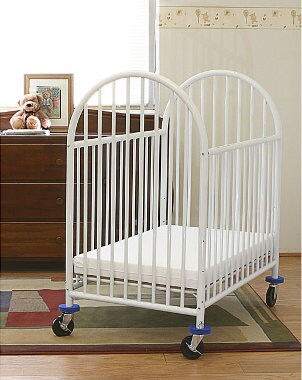 Portable crib in a nursery