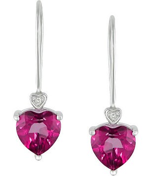 A lovely pair of drop earrings with heart-shaped pink sapphires