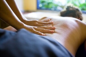 Couple enjoying a home massage