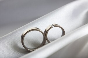Two sleek titanium wedding rings