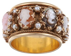 A gorgeous cameo estate ring showcases the beauty of vintage jewelry