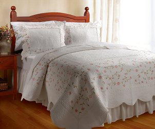 A flower-print bedspread